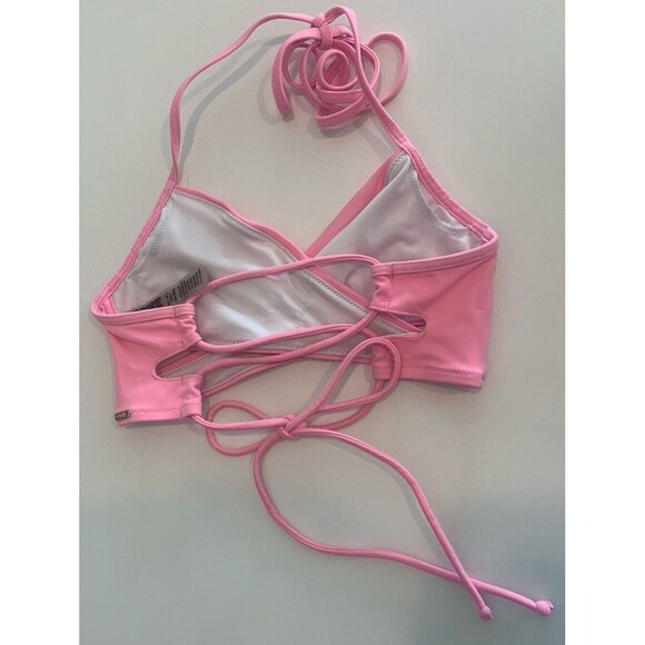Victoria's Secret PINK Strappy Halter Wrap Bikini Swim Top Sz XS Light Pink - Picture 2 of 5